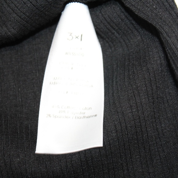 3x1 NYC Womens Solid Ribbed Knit Split Sides Top Black 3/4 Sleeve VGC Size M - Picture 5 of 5